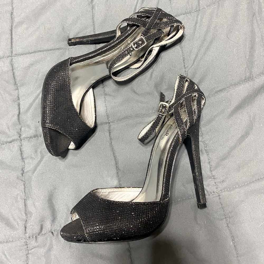 Black Sparkle High Heels Size 8